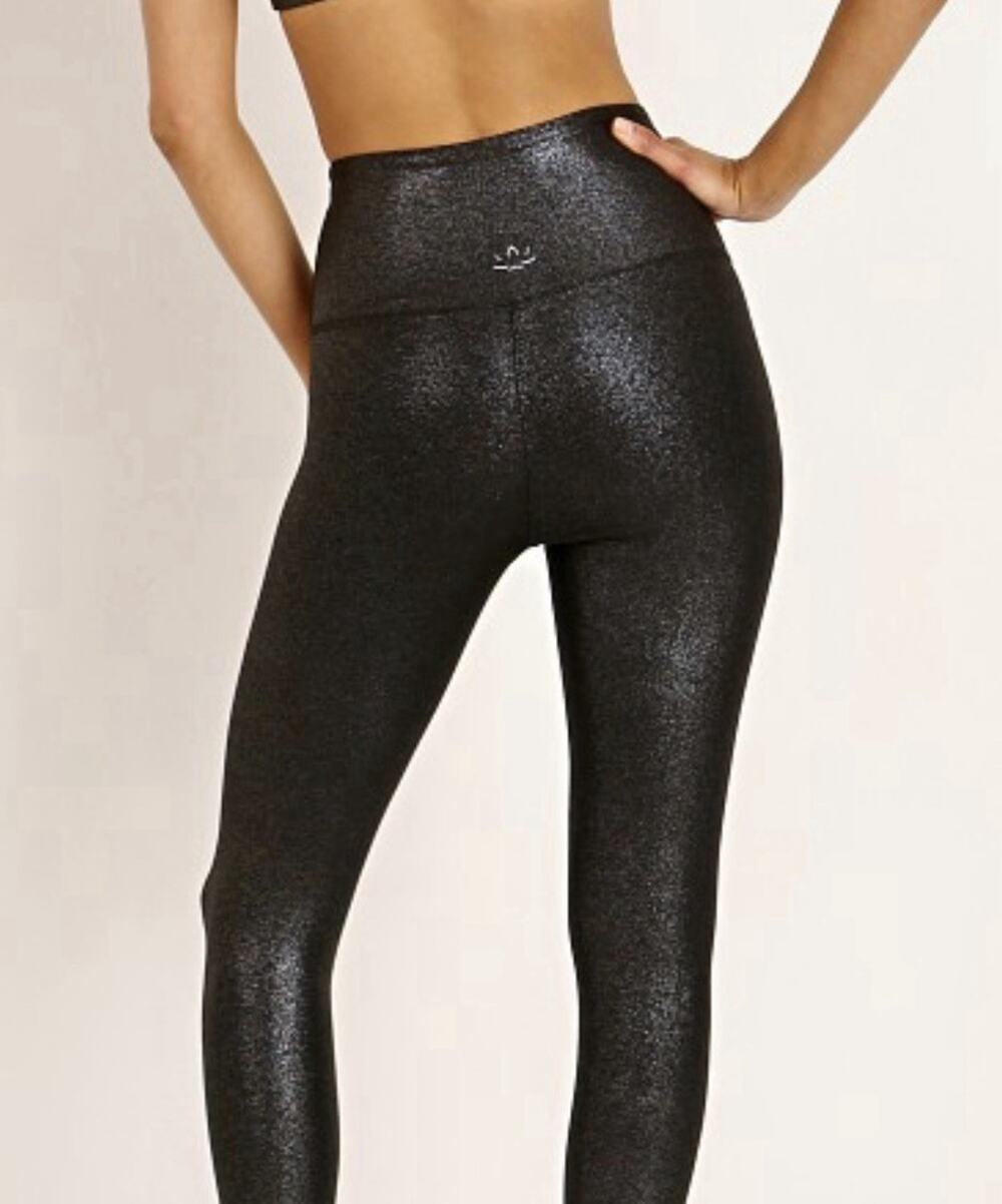 Beyond Yoga Womens High Waisted Leggings Twinkle Black And Silver Sparkles Sz M